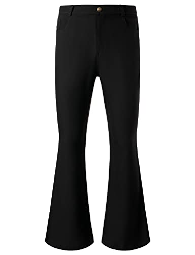 JOGAL Herren Schlaghose 70er Jahre Karneval Disco Outfits Ausgestellte Hose Schwarz Groß