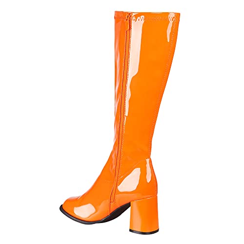 Boland - Stiefel Retro, Orange, langer Schaft, Synthetik, Blockabsatz 8 cm, Reißverschluss, Spacy, Schlager, cooler...