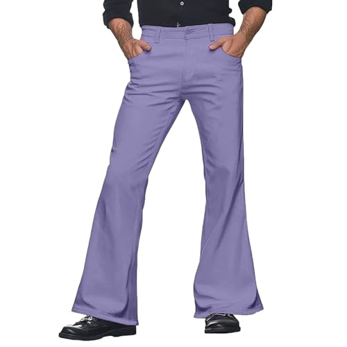 RUMAOZIA Schlaghose Herren 70er Jahre Hose Herren mit Schlag Karneval Disco Outfits Einfarbig Freizeithose Bequeme...